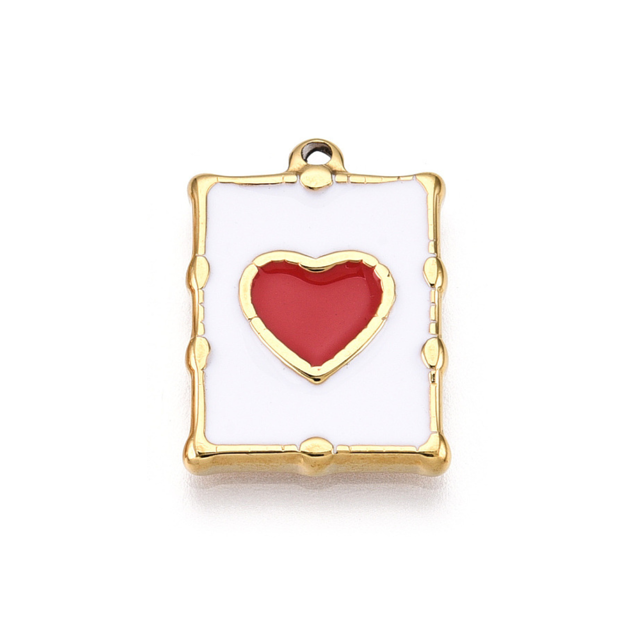 WHITE RED HEART Charm