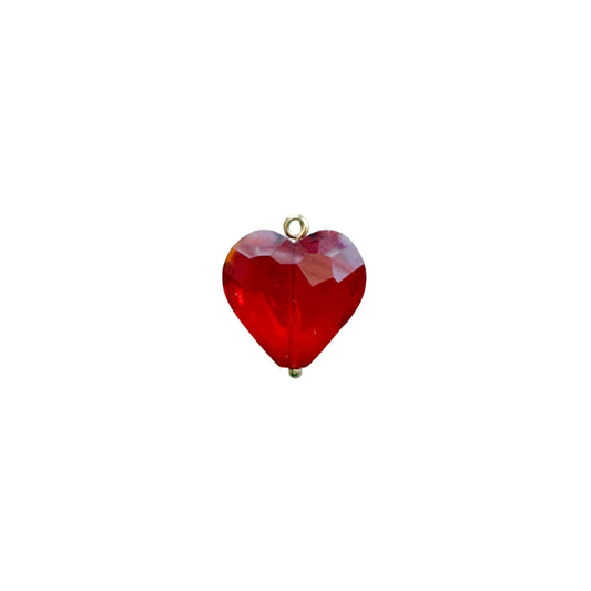 RED GLASS HEART Charm