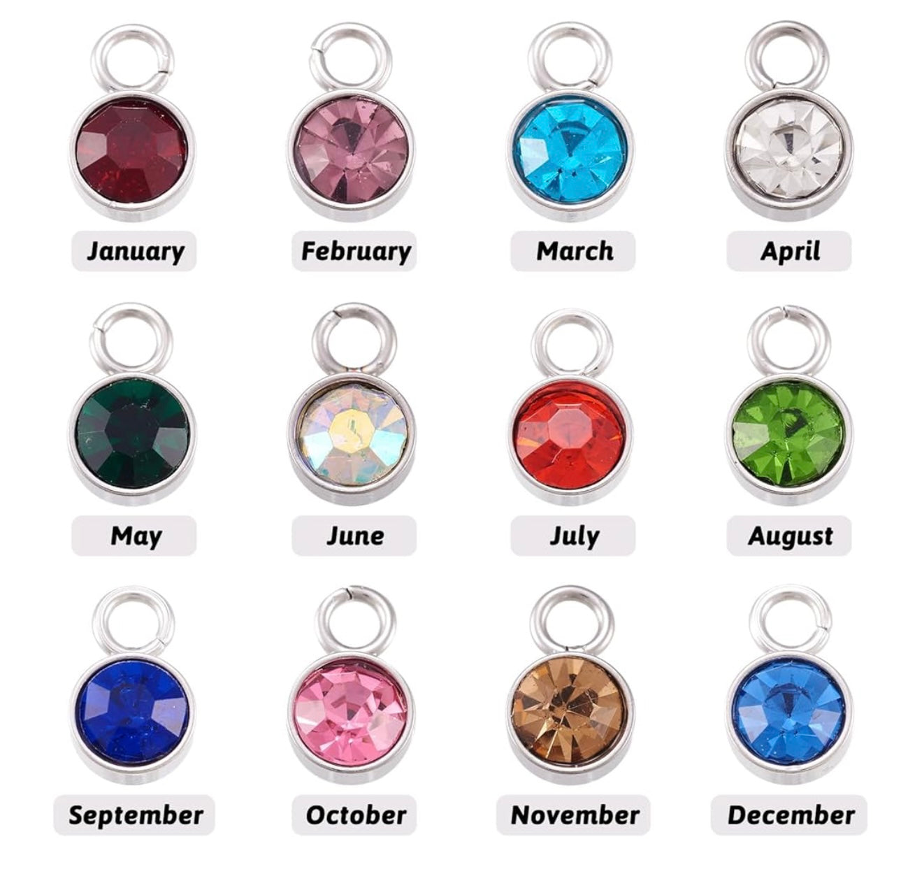 SILVER BIRTHSTONE Charm