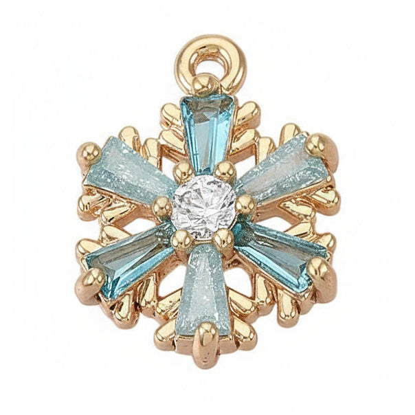 CZ AQUA SNOWFLAKE Charm