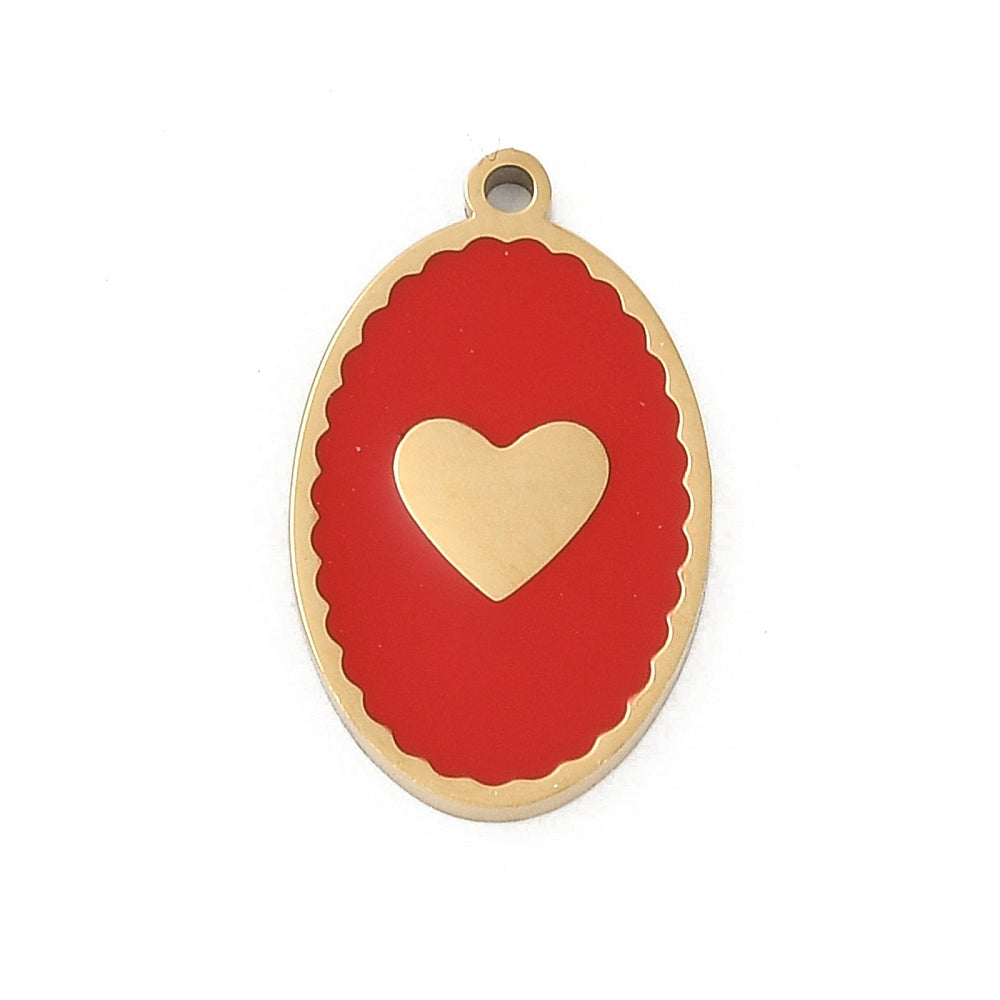 RED GOLDEN HEART Charm