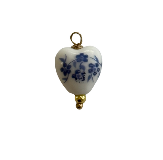 BLUE PORCELAIN HEART Charm