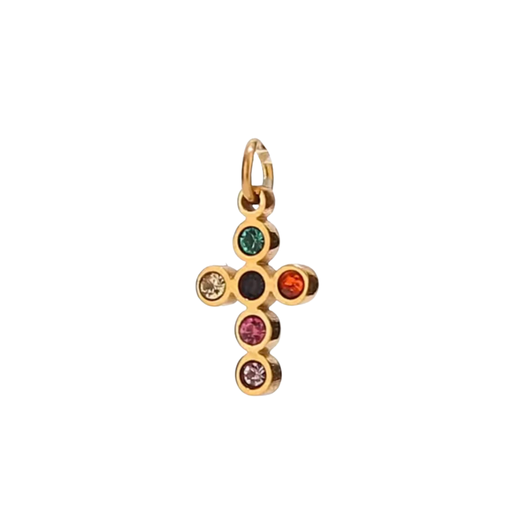 GOLDEN CZ CROSS Charm