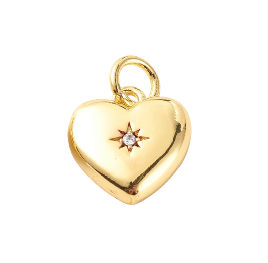 CZ GOLDEN HEART Charm
