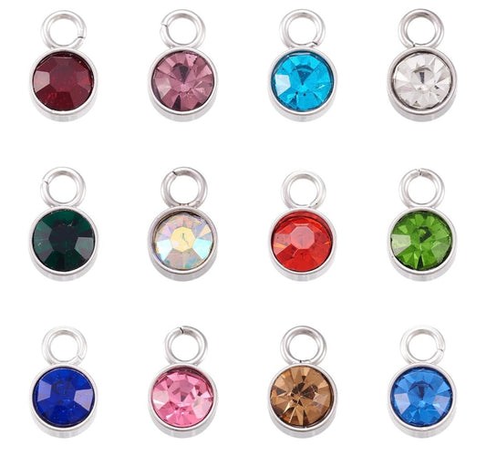 SILVER BIRTHSTONE Charm