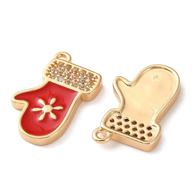 CZ Red Mitten Charm